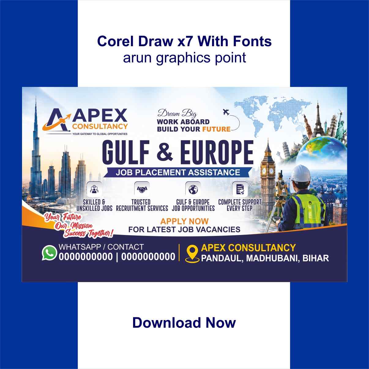 Gulf & Europe Business card design with Fonts corel Draw x7