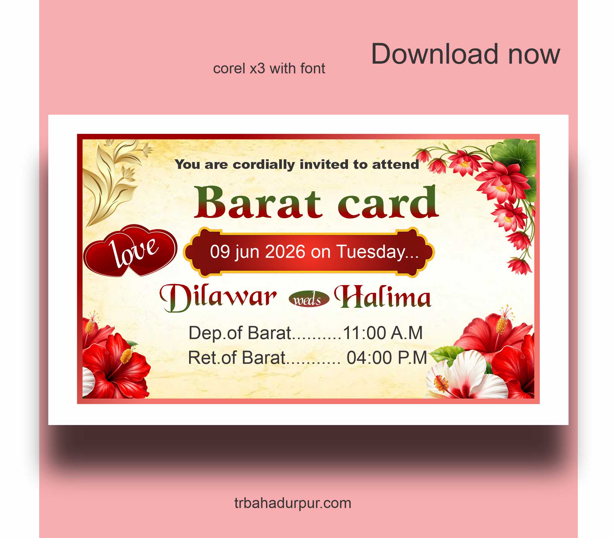 elegant wedding barat card design