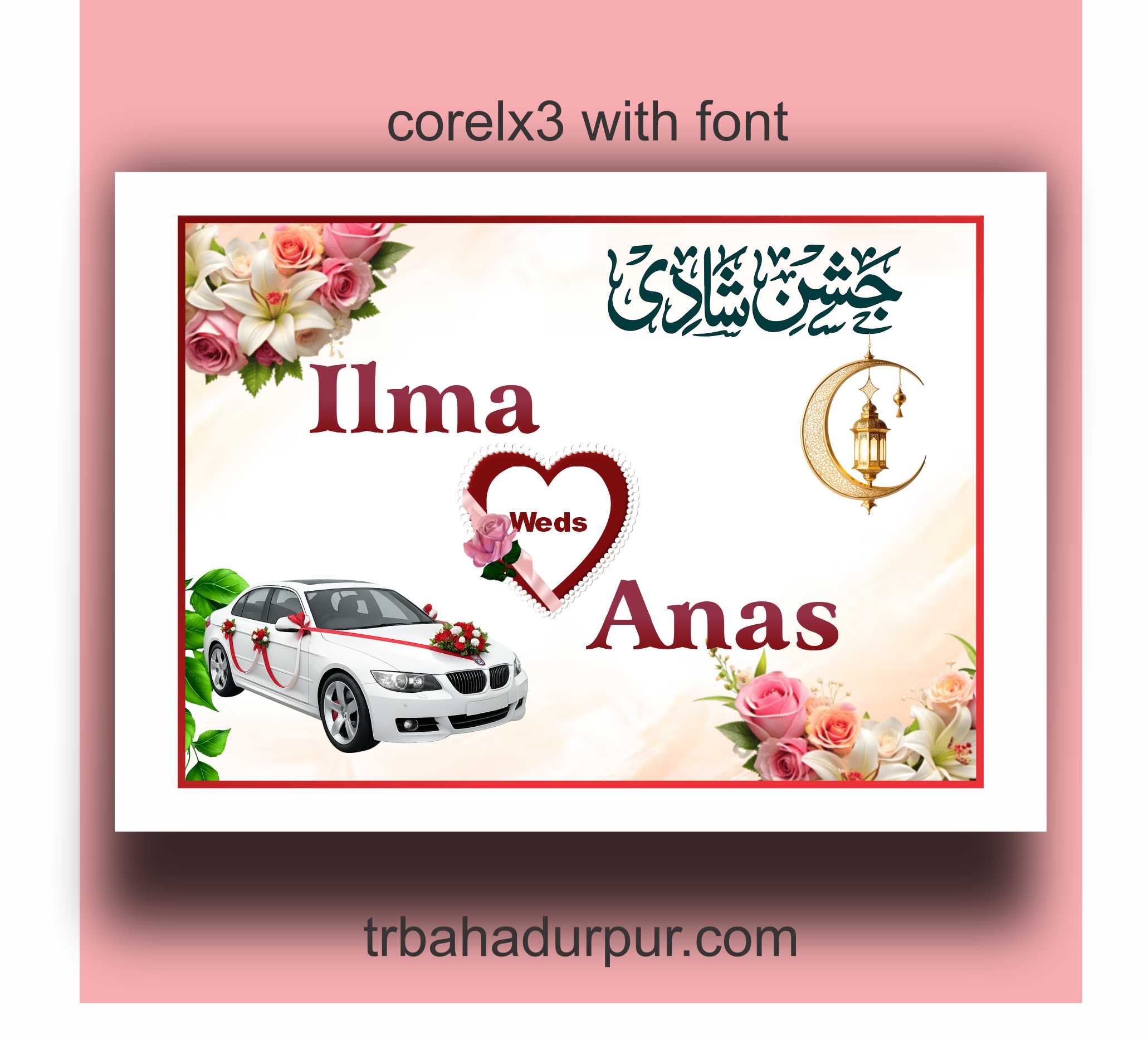 Attractive muslim shadi car poster design cdr