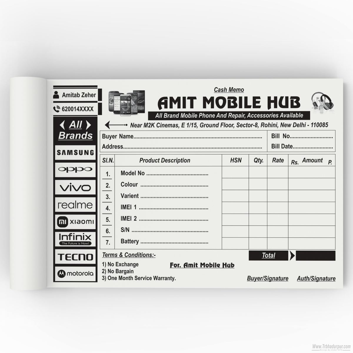 AMIT MOBILE HUB INVOICE BILL BOOK DESIGN CDR FILE