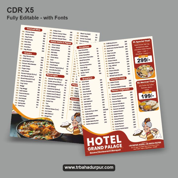 Menu Card Both Side