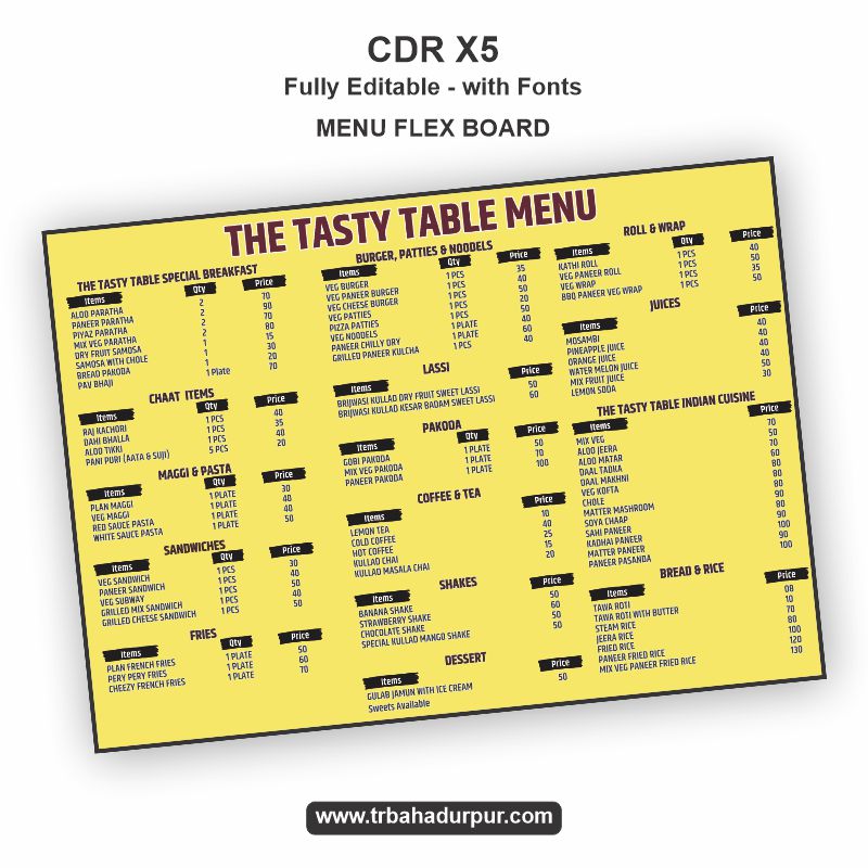 Menu Board CDR Design
