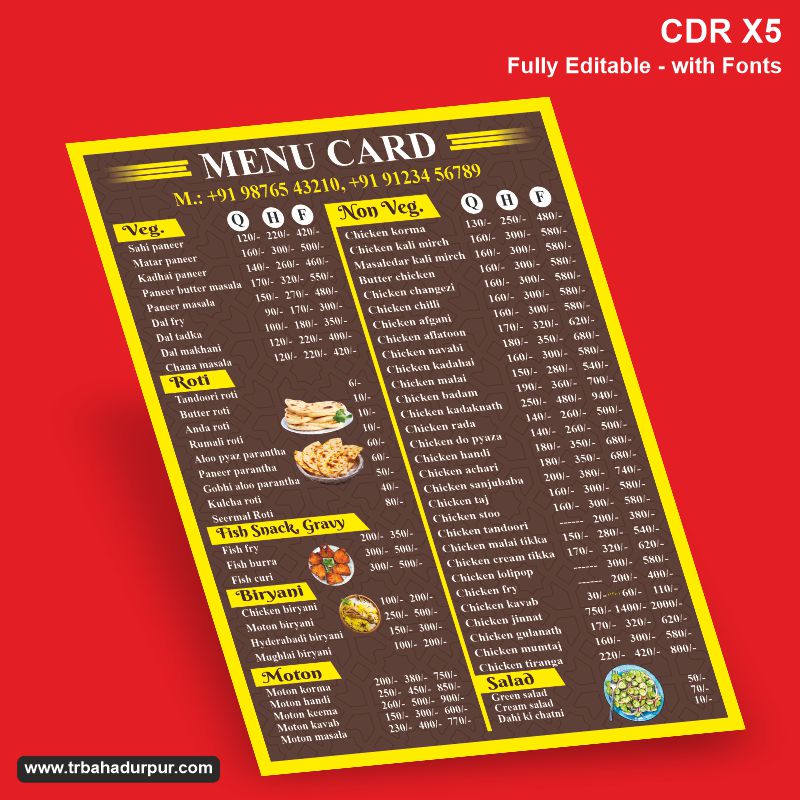 Veg Non Veg Menu Design cdr
