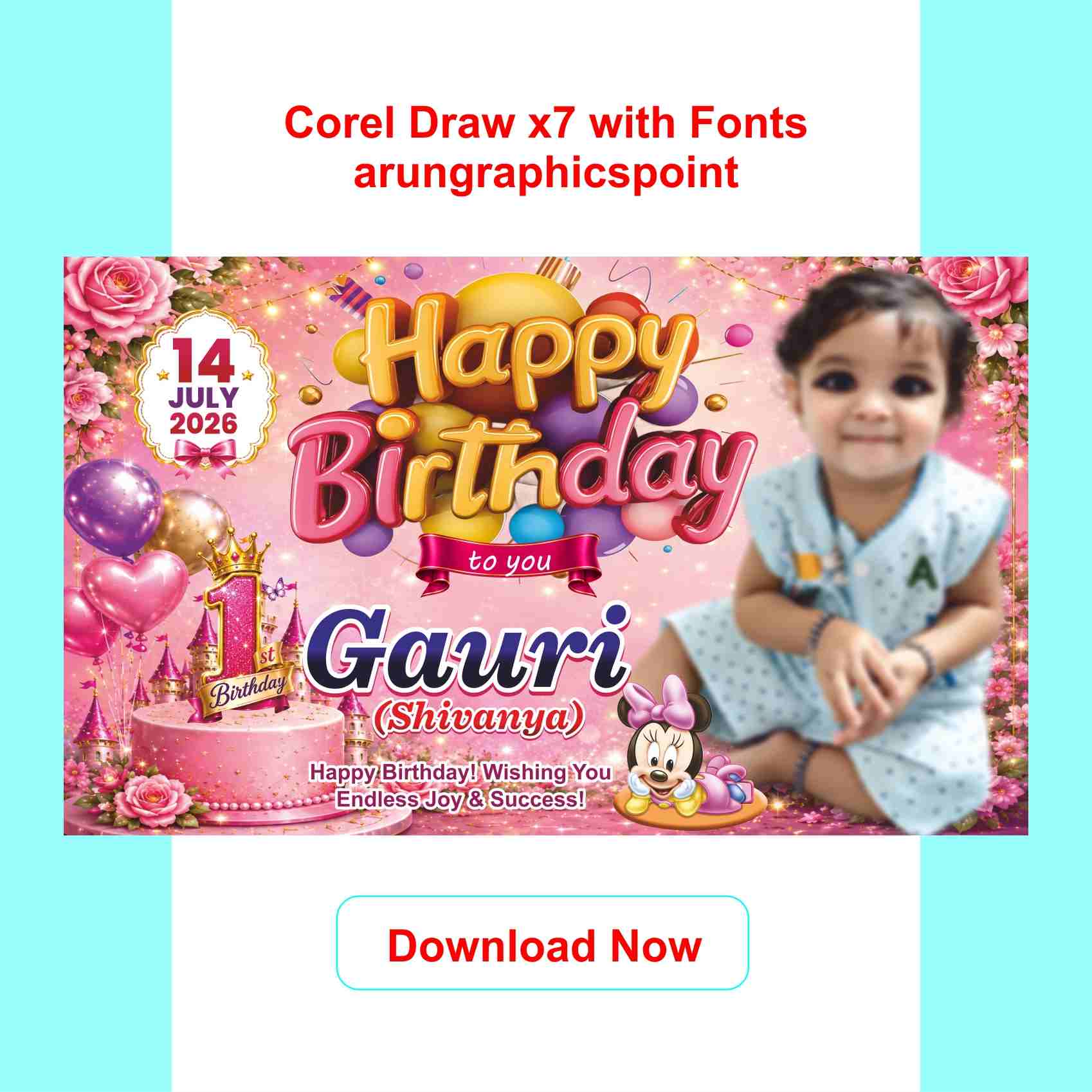 Baby Girl Birthday Poster Design