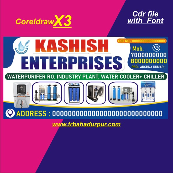 New RO Water Setup Shop flex banner design cdr file with font